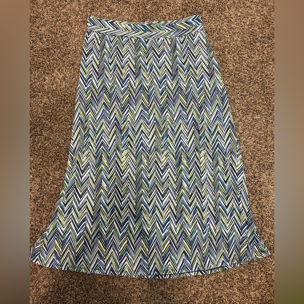 Dressbarn Chevron Patterned Blue and Green Skirt